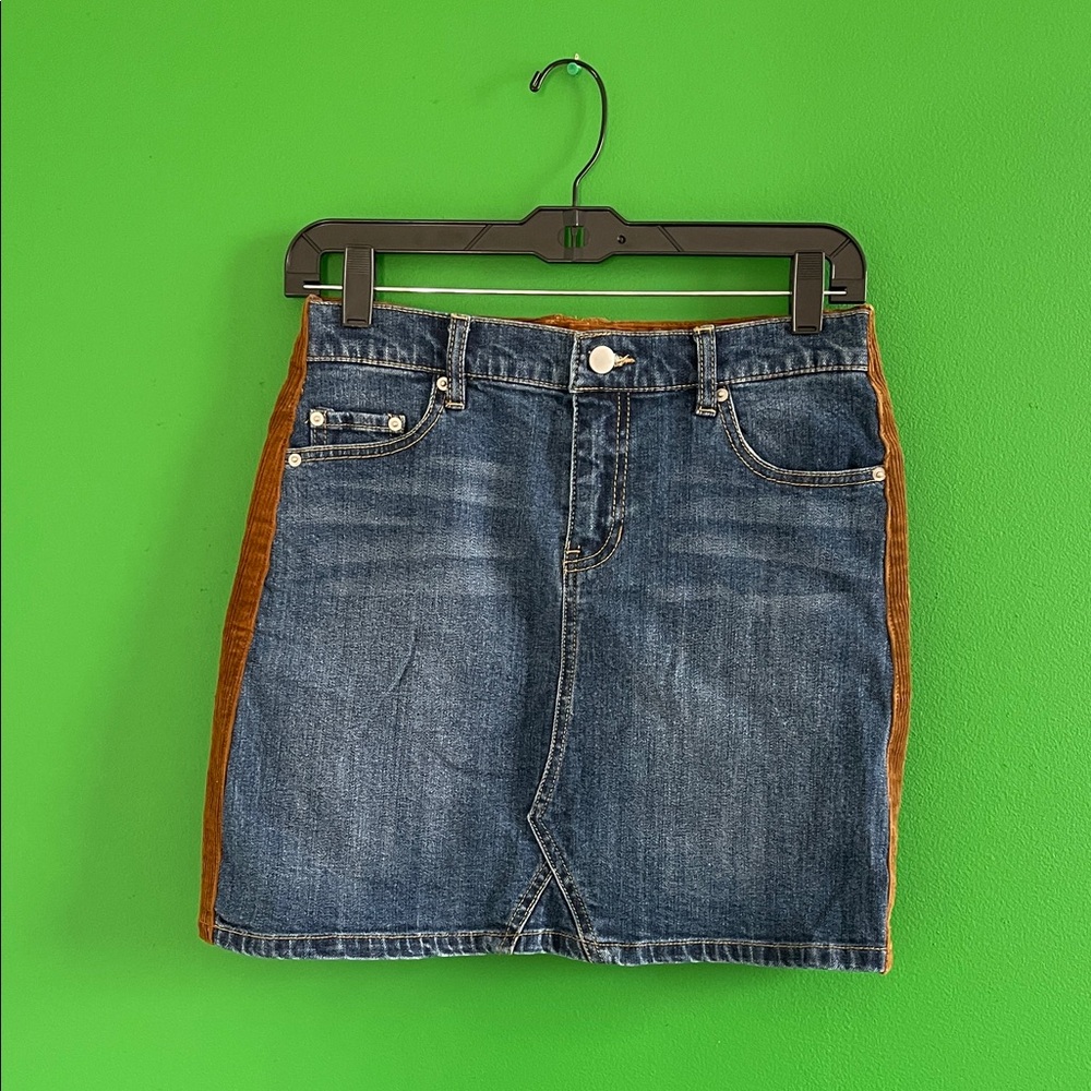 Double Sided Denim & Corduroy Blue Revival Skirt